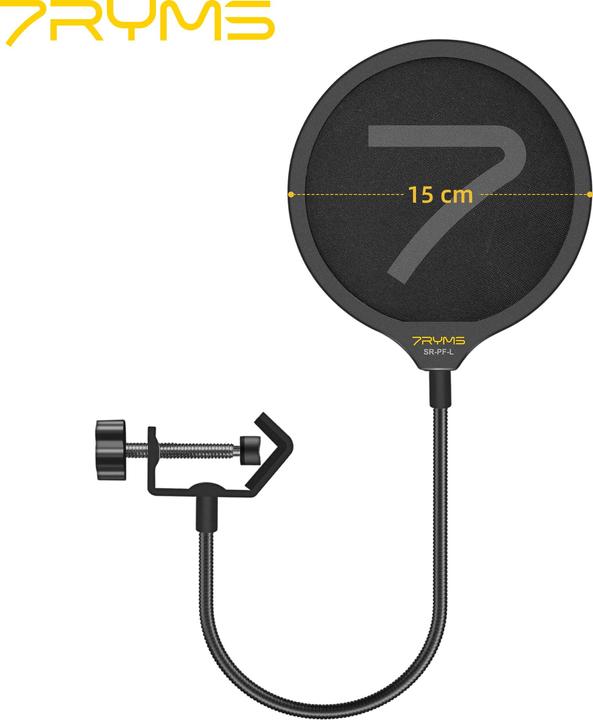 Actual product image 7Ryms 360° Adjustable Microphone Pop Filter with Dual-layer Mask Shield