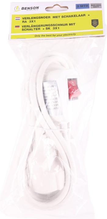 Produktbild Benson Electric Verlängerungskabel + Erde 3 x 1 + Schalter 3 m (3 m, CEE 7/3)