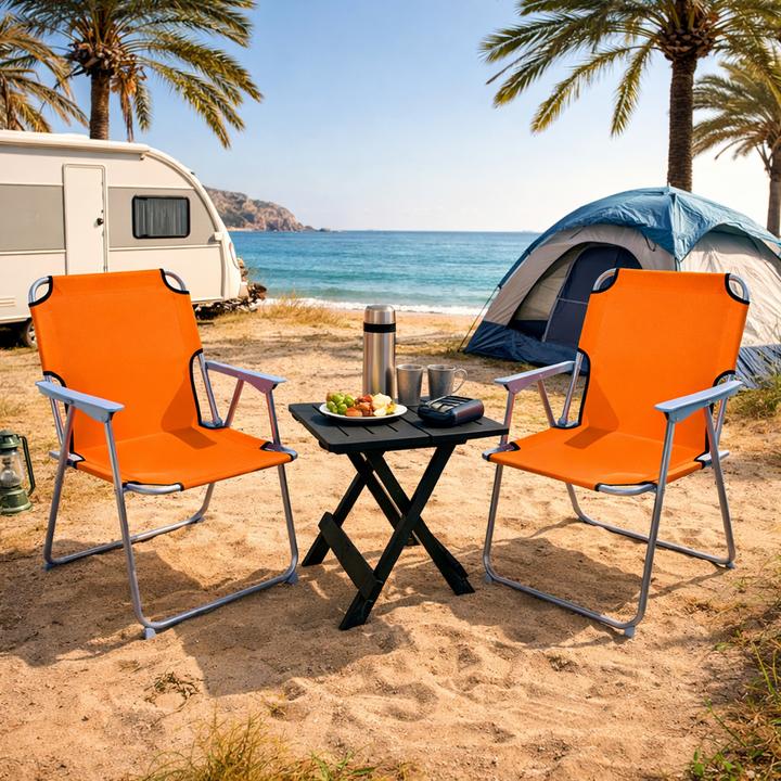 Actual product image Mojawo 3tlg Campingmöbel Outdoormöbel Klapptisch Campingstuhl klappbar orange