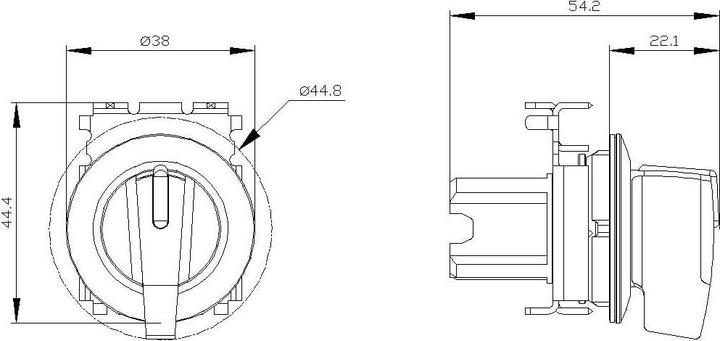 Actual product image Siemens Toggle switch 3stuf bel.b gn rectangular 3SU1062-2EM40-0AA0