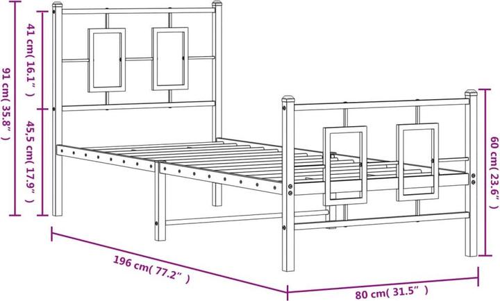 Immagine prodotto vidaXL Struttura letto con testiera Letto in metallo Letto singolo Nero 100x200cm (100 x 200 cm)