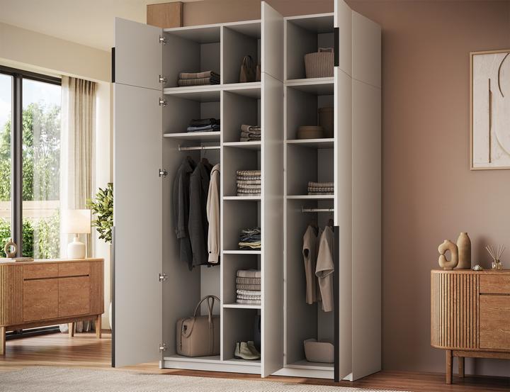 Produktbild ADRK Furniture Bregma III Drehtürenschrank mit Aufsatz (148 x 58 x 250 cm)