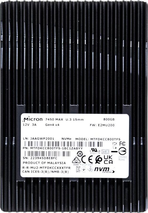 Actual product image Micron 7450 MAX NVMe U.3 SSD (800 GB, 2.5")