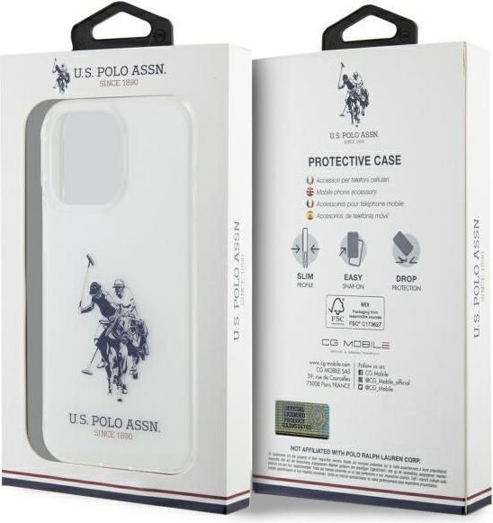 Actual product image U.S. Polo US Polo USHCP15XTPUHRBH iPhone 15 Pro Max 6.7 white Shiny Big Logo (Apple iPhone 15 Pro Max)