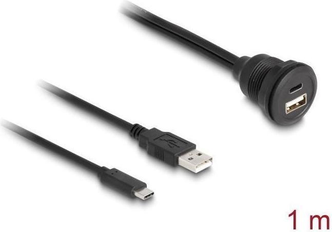 Produktbild Delock USB 2.0 Kabel USB Typ-A Stecker und USB Type-C Stecker zu USB Typ-A Buchse und USB Type-C Buc (1 m, USB 2.0)