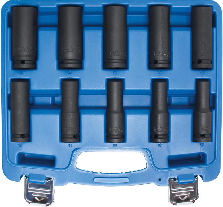 Actual product image BGS Impact Socket Set, Hexagon, deep 12.5 mm (1/2") Drive 10 - 24 mm 10 pcs. (10 mm)