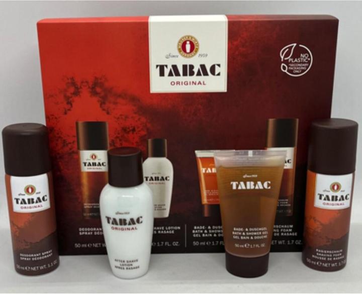 Actual product image Tabac Quattro Set 50ml Deodorant Spray 50ml Aftershave 50ml Shower Gel 50ml Shaving Foam (Shaving set)