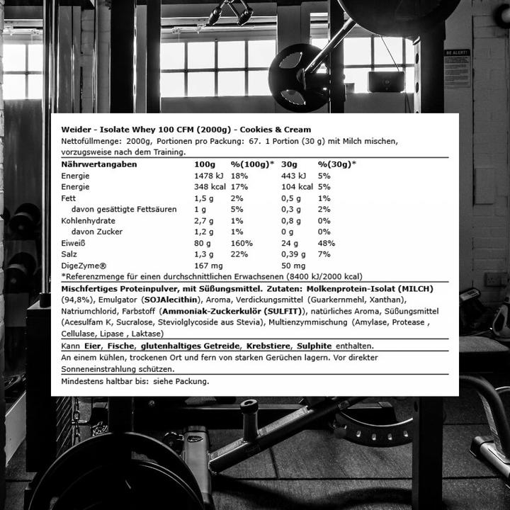Produktbild Weider Isolate Whey 100 CFM (2000 g, Coockie Cream, Cookies & Cream)