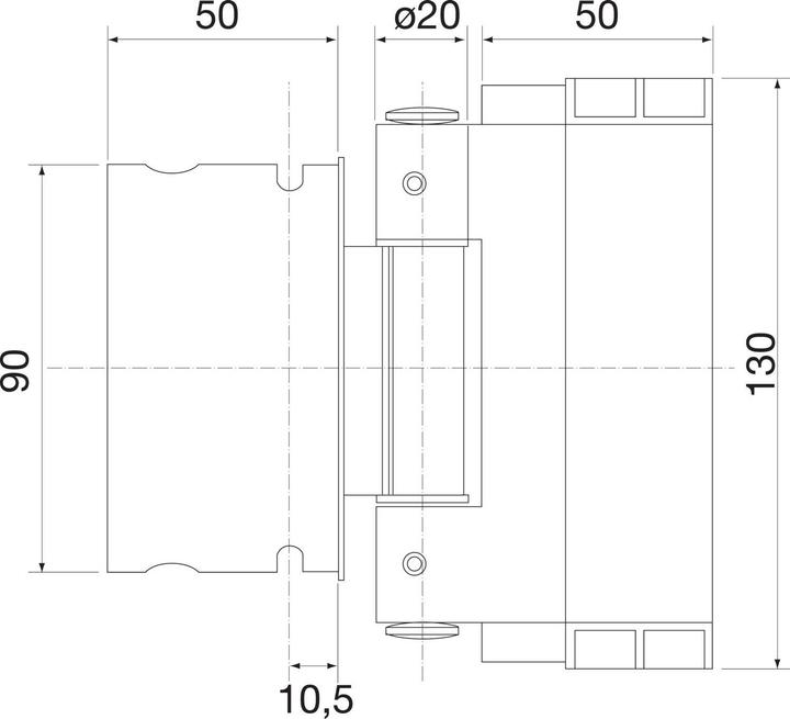 Actual product image SFS Front door hinge Easy 3D pin lock, nickel-plated matt anodised aluminium