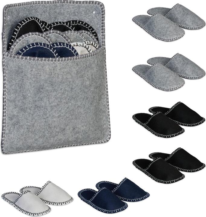Actual product image Relaxdays 6 Paar Gästehausschuhe aus Filz (37, 39, 40, 45)