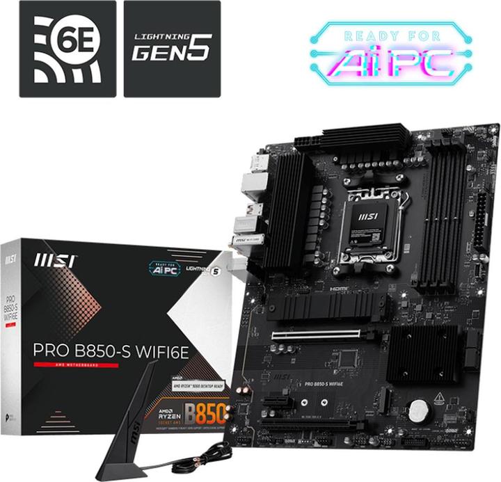 Actual product image MSI Pro B850-S Wifi6E (B850,AM5,ATX,DDR5) (AM5, AMD B850, ATX)