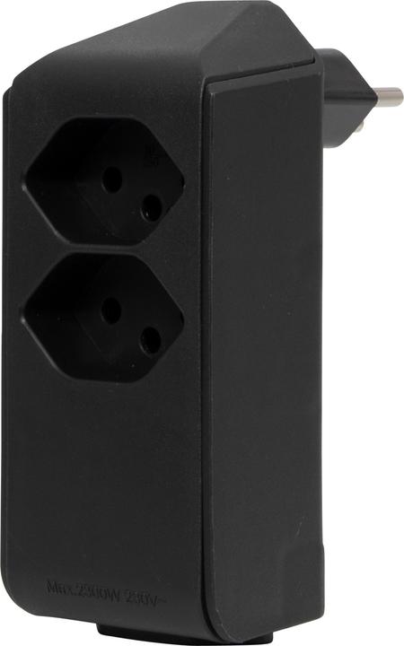 Brennenstuhl cleverLINE Fiche de dérivation 2+1 fois noire, orientable jusqu'à 300° (sans suspension) *CH* (Type 13, 3x)