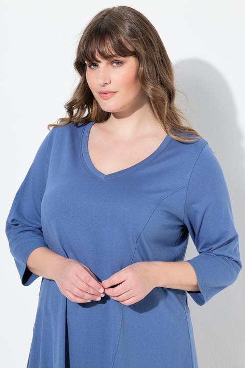 Produktbild Ulla Popken Shirt, Zipfelsaum, V-Ausschnitt, 3/4-Arm (60)