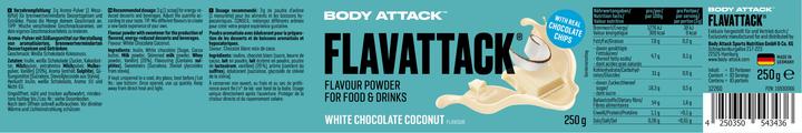 Valori nutrizionali e ingredienti Body Attack Flav Tastic (barattolo da 250g) (Cocco, Cioccolato bianco, 1 x, 250 g)