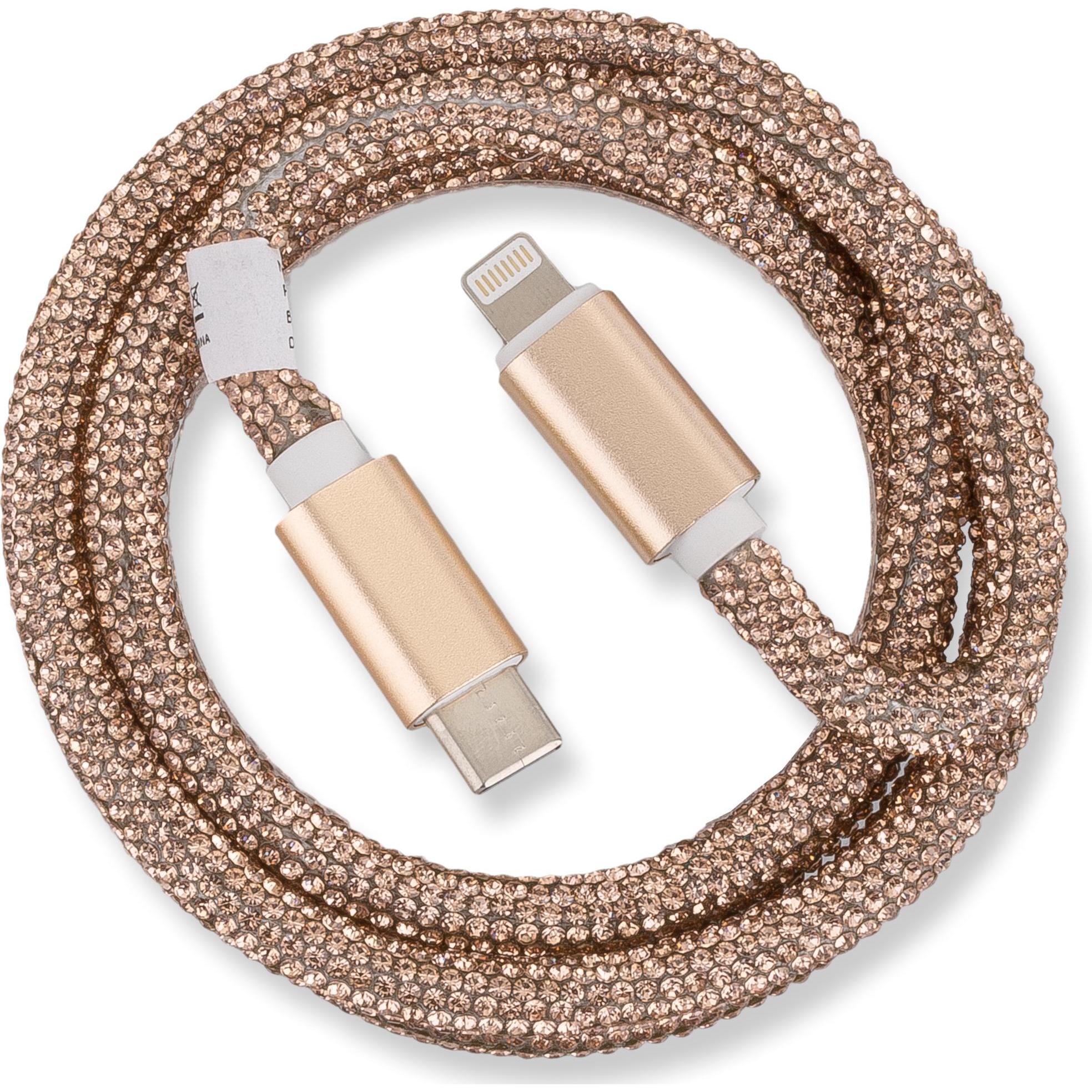 Peter Jäckel OHLALA! Glamour 1m USB Data Cable Gold für Typ-C/ Apple Lightning mit Sync- und Ladefunktion (1 m), USB Kab...