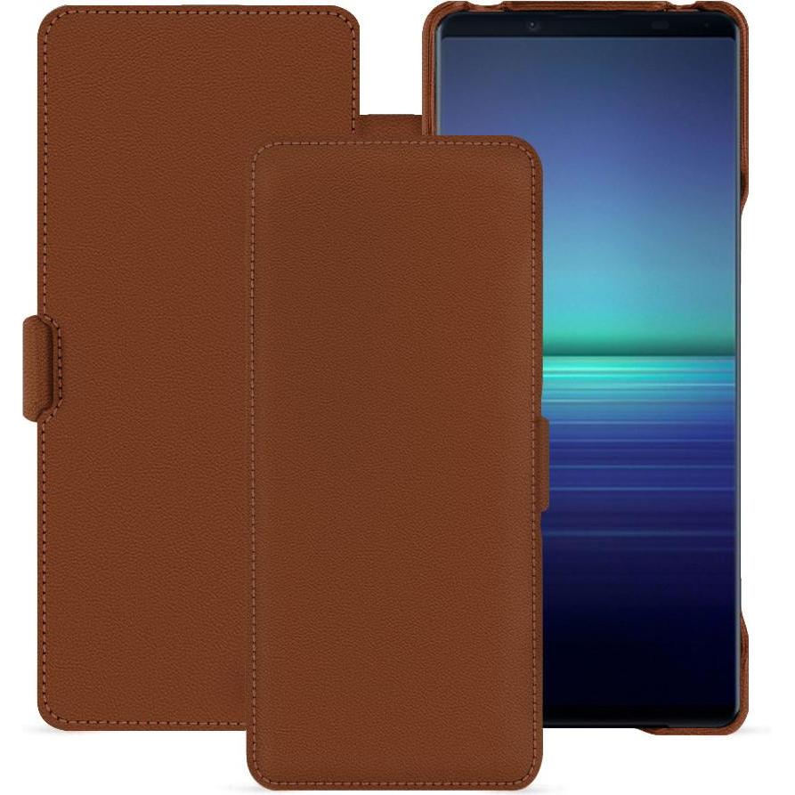 Noreve Lederschutzhülle horizontal (Sony Xperia 1 V), Smartphone Hülle, Braun