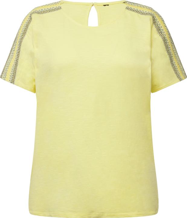 Image du produit Ulla Popken T-shirt avec broderies et épaules smockées, col rond et manches courtes (62)