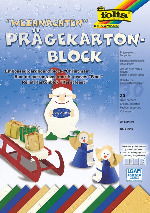 Produktbild Folia Prägekarton Weihnachten (30 x)