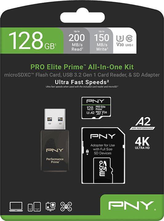 Image du produit PNY PRO ELITE PRIME 128GB (128 Go, microSDXC, U3, UHS-I)