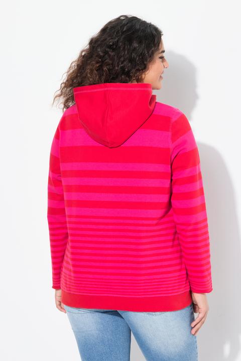 Immagine prodotto Ulla Popken Maglia con righe, cappuccio, tasca a marsupio e maniche lunghe (42, 44)