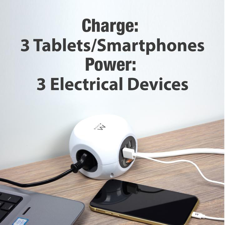 Produktbild Ewent Power distribution unit with USB ports, 3 sockets, 1.5m, white (3x, CEE 7/16, 1.50 m)