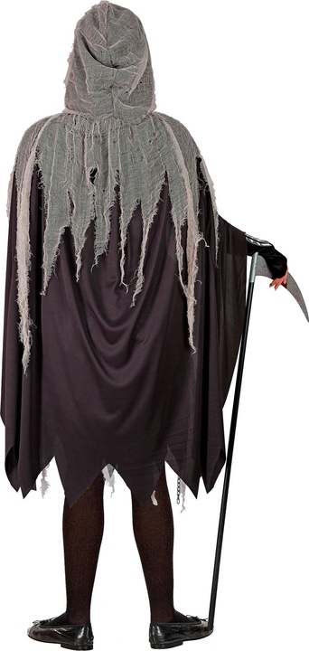 Produktbild Widmann Sensegirl Kinderkostüm Kleid, Strumpfhose und Handschuhe mit Knochenprint, Umhang mit Kapuze, Ketten (128)