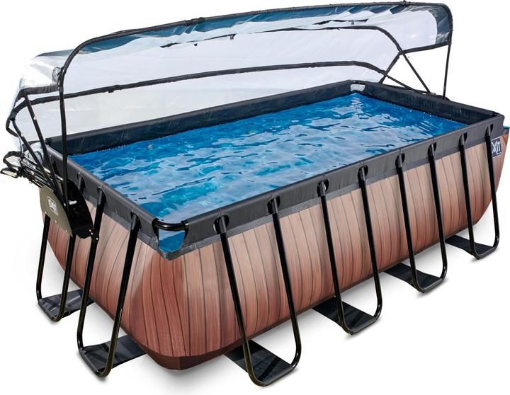 Actual product image Exit Frame pool angular 400x200x122 cm with sun roof and sand filter pump (460 x 253 x 222 cm)