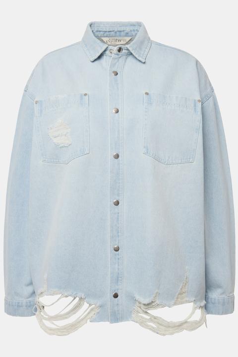 Actual product image Studio Untold Distressed Denim Button Down Shirt (60)