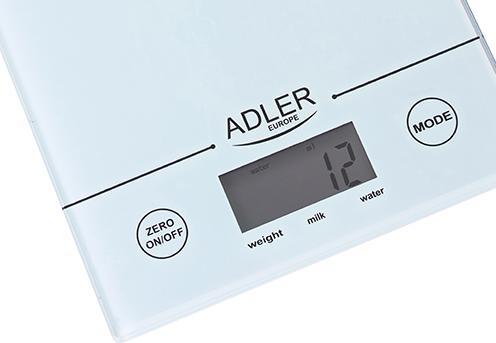 Actual product image Adler AD 3138 w Kitchen Scale Electronic Kitchen Scale White Worktop Square