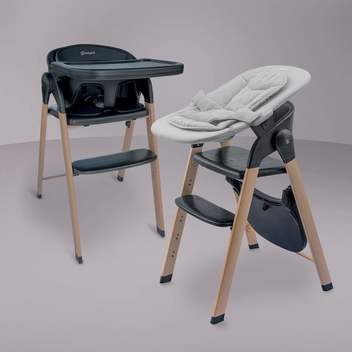 Actual product image BabyGo Levels Newborn Highchair schwarz/Holzoptik (Highchair)