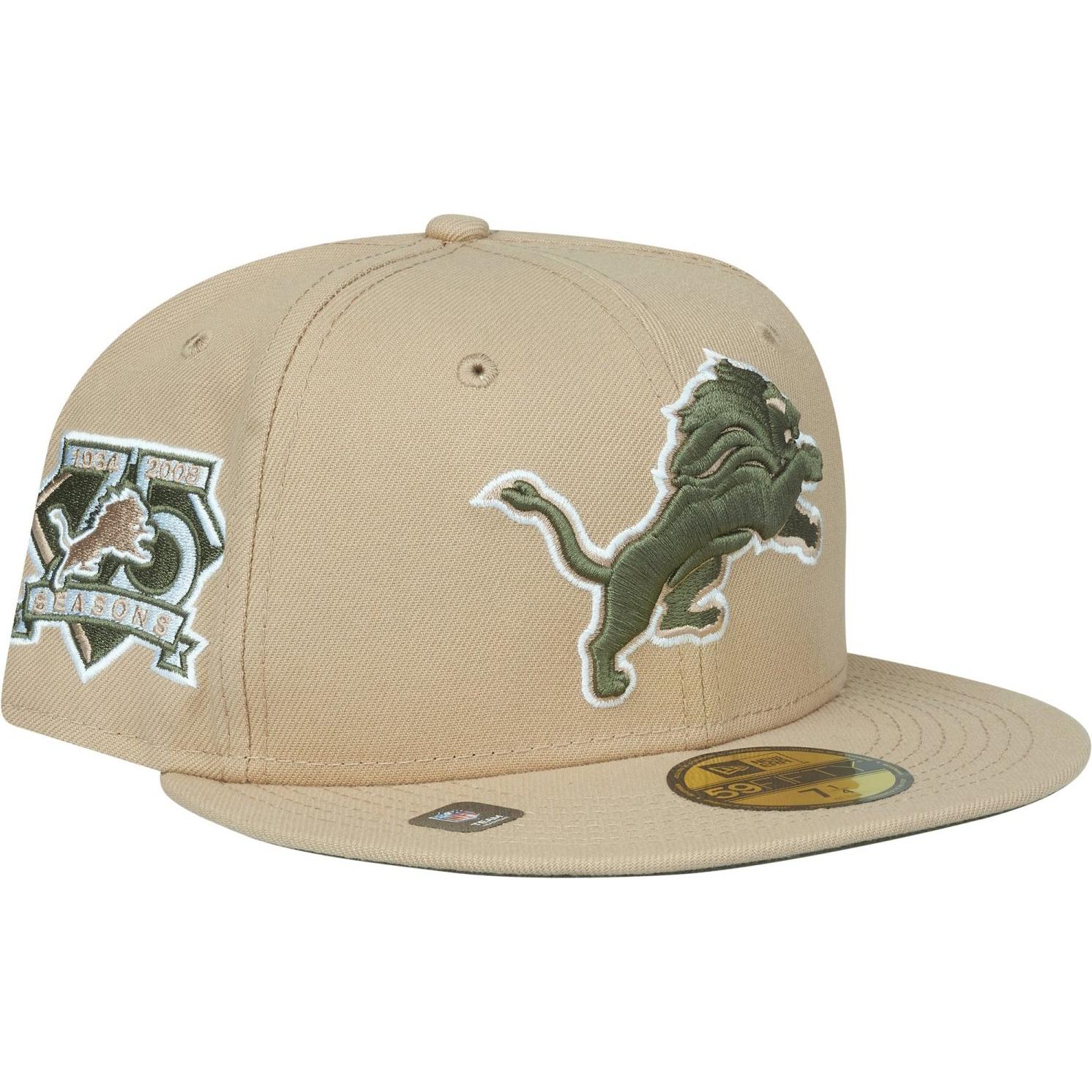 New Era, Herren, Cap, 59Fifty Cap - ANNIVERSARY Detroit Lions - 7 3/8, Beige, (7 3/8)