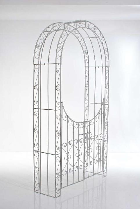 Produktbild Swisshandel24 Rosenbogen m. Tor Sina, antik weiss (41.50 cm, 108.50 cm)