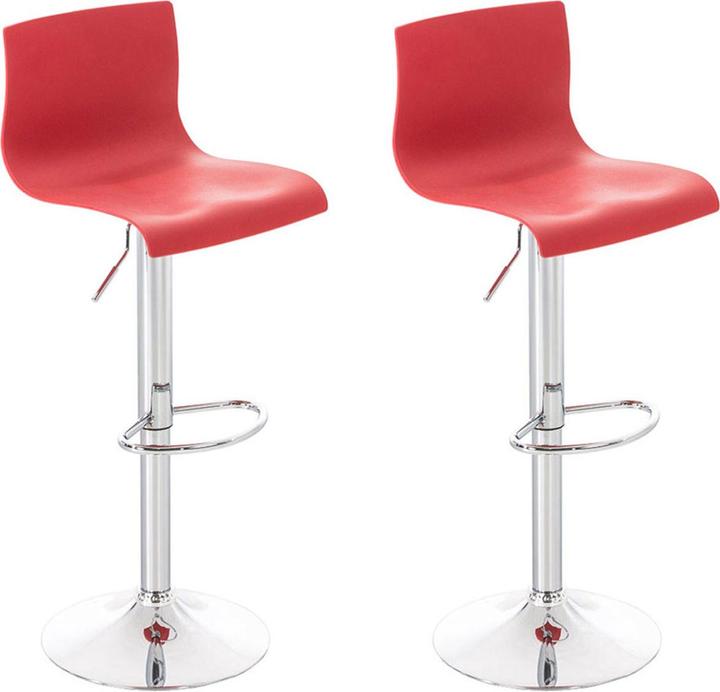 CLP Set di 2 sgabelli da bar Hoover in plastica cromata, rosso