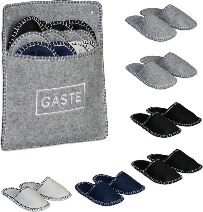 Actual product image Relaxdays 6 Paar Gästehausschuhe aus Filz (37, 39, 40, 45)