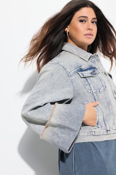 Immagine prodotto Ulla Popken Giacca di denim elasticizzato con collo da camicia e maniche lunghe (58)