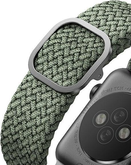 Actual product image Uniq strap Aspen Apple Watch 44/42 / 45mm Series 4/5/6/7/8 / SE / SE2 Braided green / cypress green (45 mm, 44 mm, 42 mm, Weavex™ material)