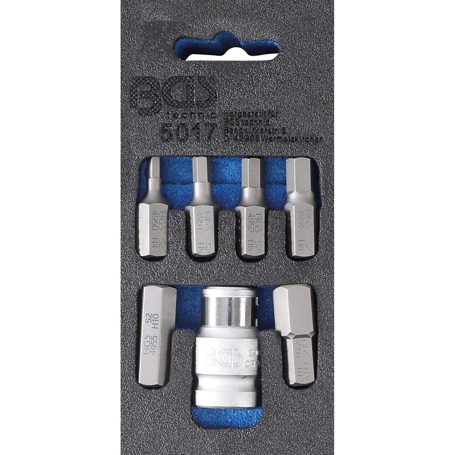 BGS, Bits, Schraubendreher-Bit-Satz Antrieb Aussensechskant 10 mm (3/8") Innensechskant 7-tlg. (10 mm (3/8"), 12,5 mm (1...
