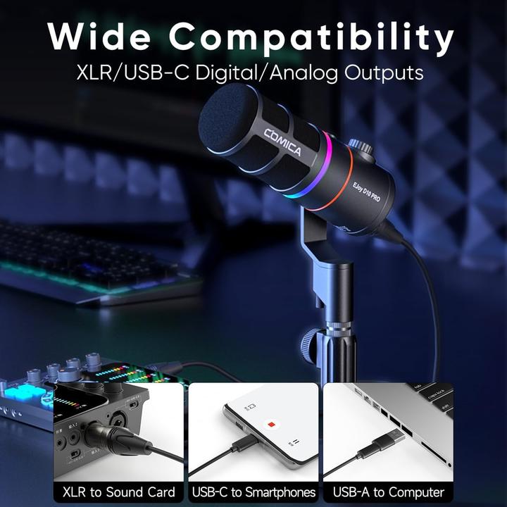 Actual product image Comica RGB Cardioid Dynamic Wireless Microphone EJoy D10 PRO(D) black