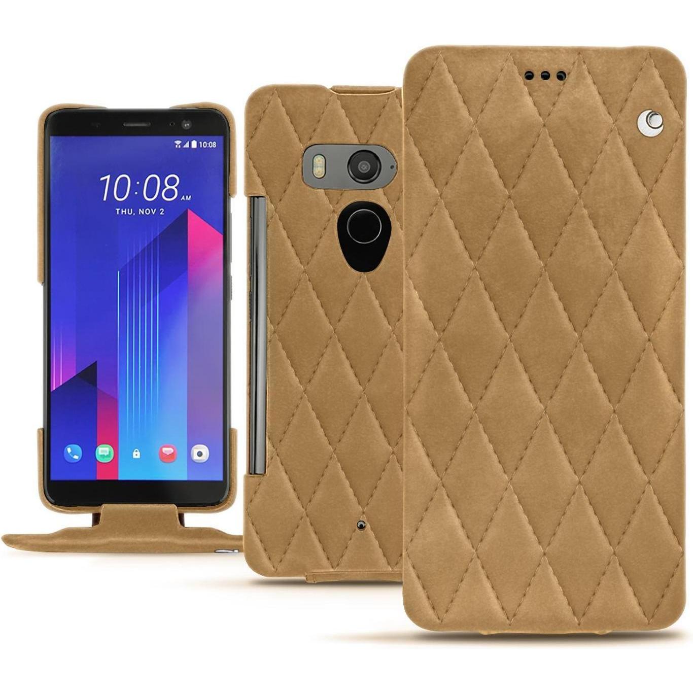 Thumbnail - Noreve Lederschutzhülle vertikal (HTC U11+), Smartphone Hülle, Braun
