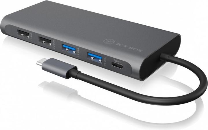 Actual product image Icy Box USB-C hub with 4K HDMI, PD ,IB-DK4050-CPD (USB-C, 12 ports)