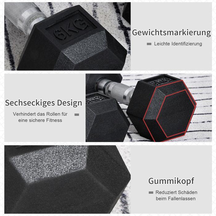 Produktbild Swisshandel24 Hexagon Kurzhanteln 2er Set Gusseisen Hanteln Griff gerändelt Hantel Set Kurzhantelset Gewichte Meta (2 x 6 kg)