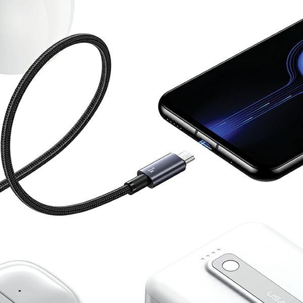 Actual product image Usams Cable USB na Micro-USB 2A 2m Fast Charging stalowy/tarnish SJ670USB01 (US-SJ670) (2 m, USB 2.0)