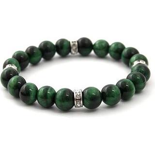 Beneto, Armschmuck, Beaded bracelet made of green tiger eye MINK117 - Length: 19 cm, (19 cm)
