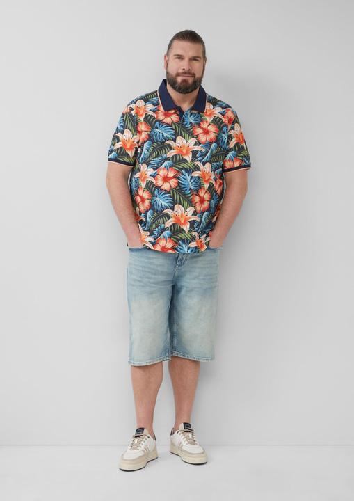 Produktbild S.Oliver Polo-Shirt Poloshirt aus Baumwolle mit All-over-Print (XXL)