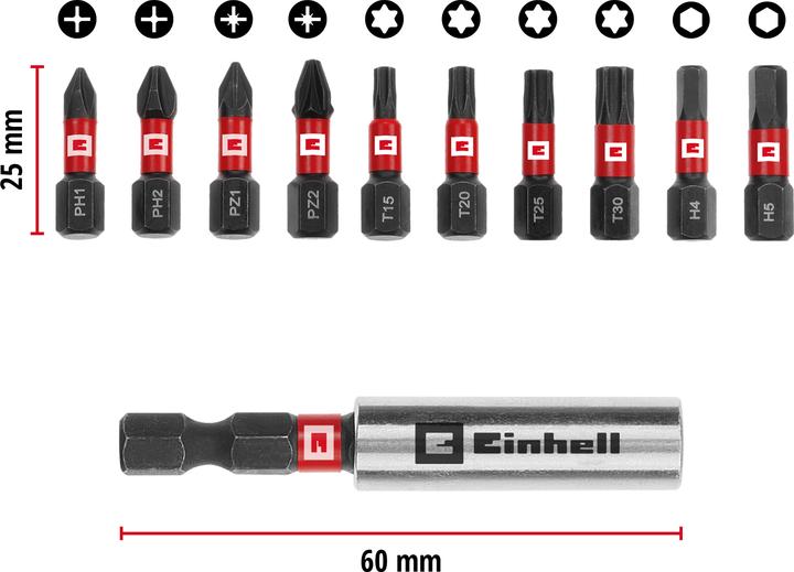 Produktbild Einhell Impact-Bit-Set, 118673, 11-teilig (Innensechskant)
