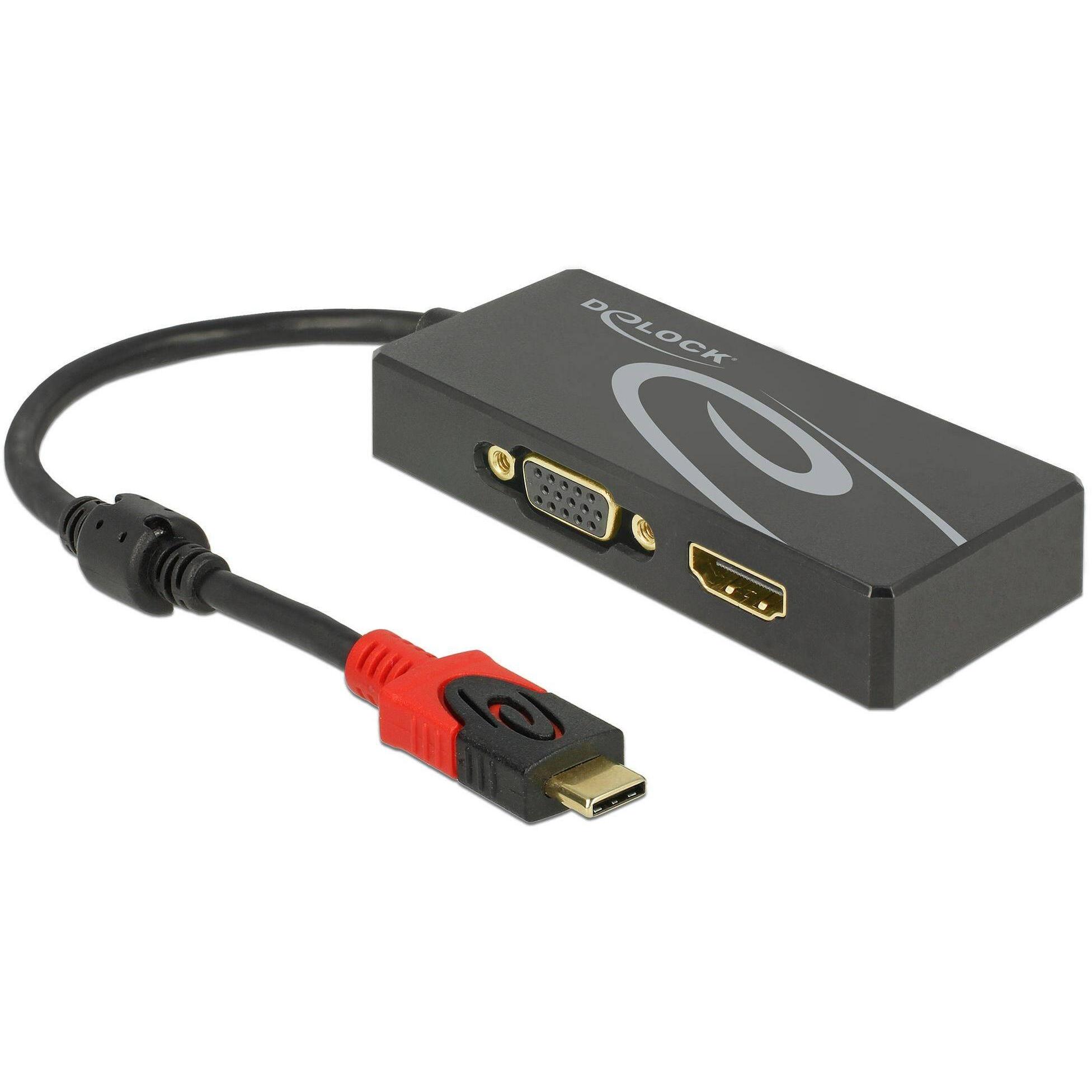 Delock Nero Da Usb-C A (Hdmi, Vga, 20 Cm), Adattatore Dati + Video,