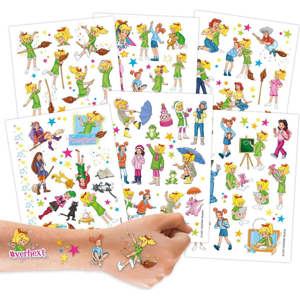 Papierdrachen Kindertattoo Set - Bibi Blocksberg (100 Stück auf 6 Bögen)