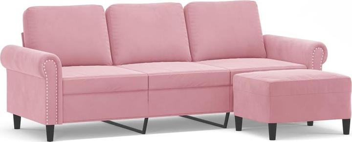 Immagine prodotto vidaXL Divano 3 posti con sgabello Divano Divano reclinabile Divano imbottito Poltrona Velluto rosa (3 posti)