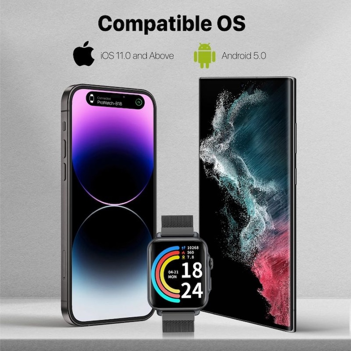 Actual product image ProMate ProWatch-B18 Black SmartWatch