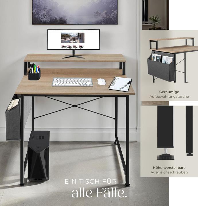 Actual product image tectake Desk with shelf and fabric bag (80 x 55 x 90 cm)